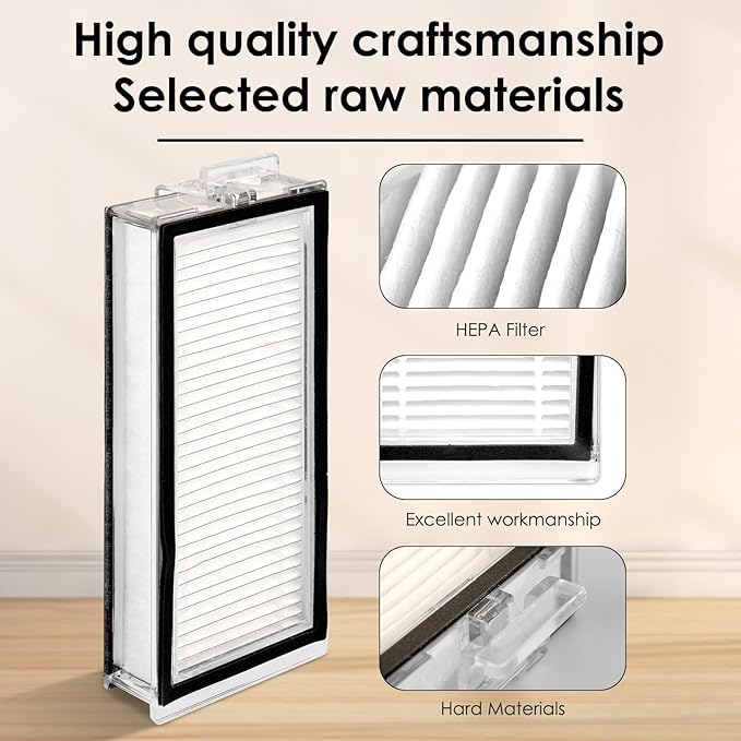(5 Pack) Q5 Max+ Ultra Replacement HEPA Filters Compatible With Roborock Q5 Max+, Q5 Pro, Q5 Pro+, Q8 Max, Q8 Max+, Q7, Q7+, Q7 Max, Q7 Max+, Q5 Duoroller+ Robot Vacuum, Filters Accessories Kit