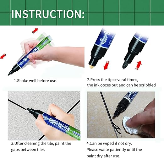 5 PCS Tile Grout Pen Home Repair Pen Tile Paint Markers for Tiles Floor Wall Bathroom Kitchen Repair Tools (Beige)
