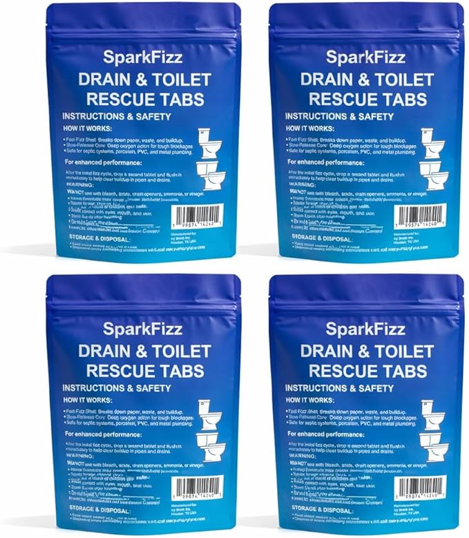 Toilet & Drain Cleaning Tablets – Powerful Foaming Cleaner – Removes Odor & Buildup – Septic Safe – 4/8 / 16 Count (1)