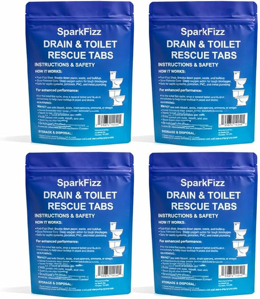 Toilet & Drain Cleaning Tablets – Powerful Foaming Cleaner – Removes Odor & Buildup – Septic Safe – 4/8 / 16 Count (1)