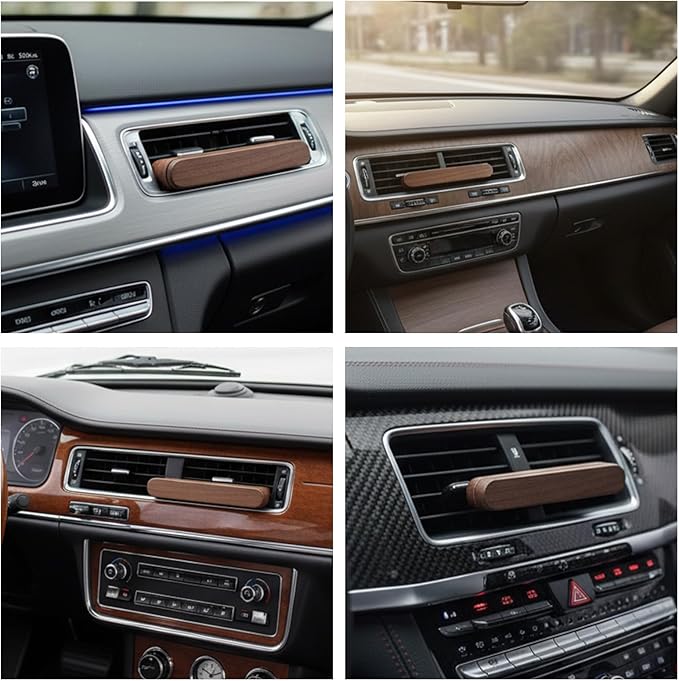 2Pcs Wood Car Air Freshener Perfume Vent Clip Car Perfume Diffuser with 8 Essential Oil Sticks Interior Car Vent Diffuser Clips For Cars Office Kitchen Bathroom Accessories