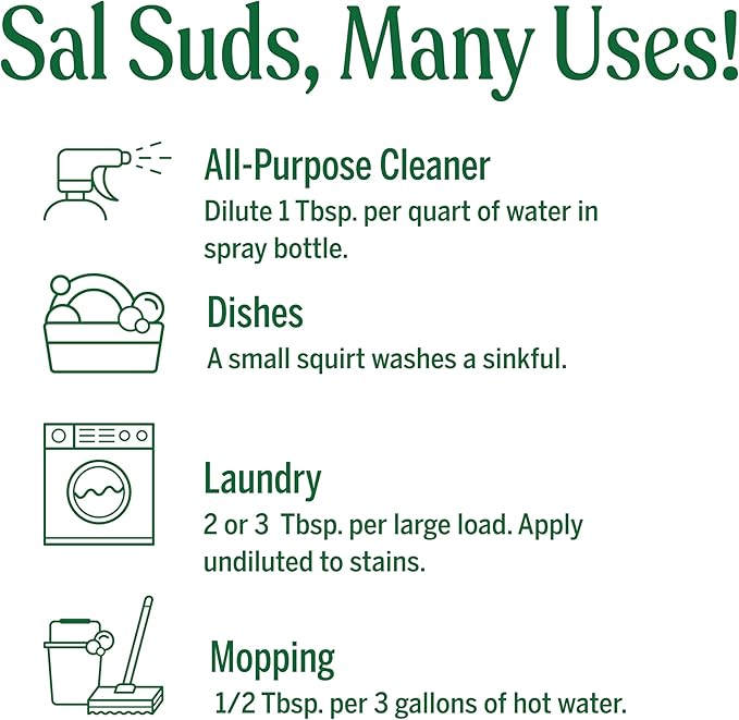 Dr. Bronner’s Pure-Castile Magic Soap Variety Pack & Sal Suds Biodegradable Cleaner Liquid Body Soap, All-Purpose Cleaner, Vegan, Cruelty-Free, Non-GMO, Peppermint Pure-Castile Liquid 32 oz & Sal Suds