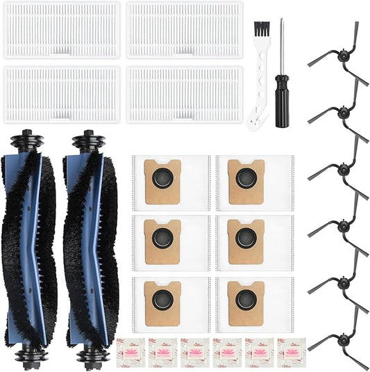 Replacement Kit for Eufy Robot Vacuum C10 – Includes: 2 Main Brushes, 4 Filters, 6 Side Brushes, 6 Dust Bags, 6 Scented Tablets, 1 Cleaning Brush & 1 Screwdriver