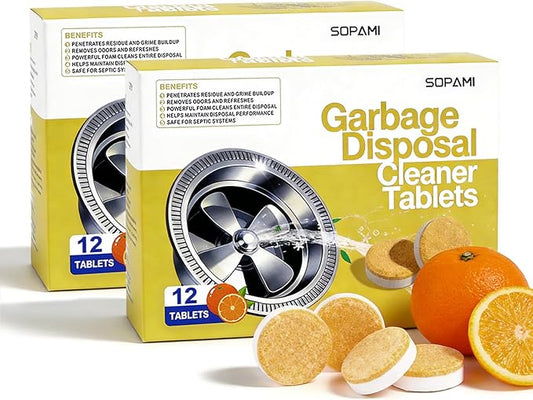 SOPAMI Garbage Disposal Cleaner Tablets 24-Pack - Sink Cleaner and Deodorizer, Disposal Cleaner and Deodorizer, Garbage Disposal Cleaner and Deodorizer Tablets