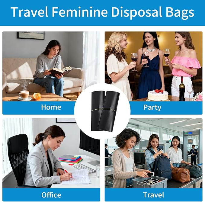 Sanitary Napkin Disposal Bags, Women Personal Disposable Bags Sanitary Waste Bags with Handles for Feminine Products Hygiene Period Pods Tampon Diapers Menstrual Incontinence Storage Bag 400Pcs Black