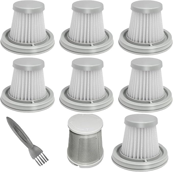 Vacuum Filter Replacement for Fanttik Slim V8 Mate, V8 Apex, Slim V10 Mate Vacuum Cleaner, 1Stainless Steel Pre-filter, 7 Washable Hepa Filters, 1 Cleaning Brush