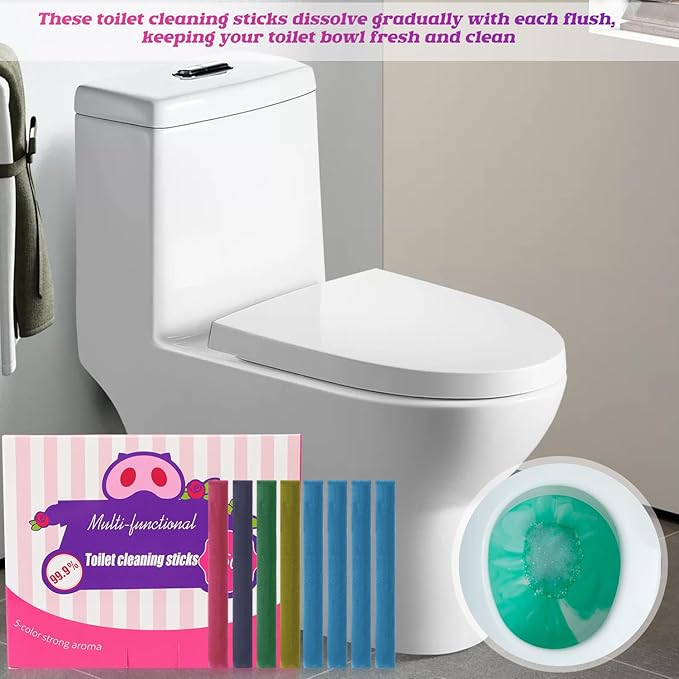 Multi-Functional Toilet Cleaning Sticks-Drop in Tank Cleaner & Freshener with Long-Lasting Freshness for Toilet Bowl