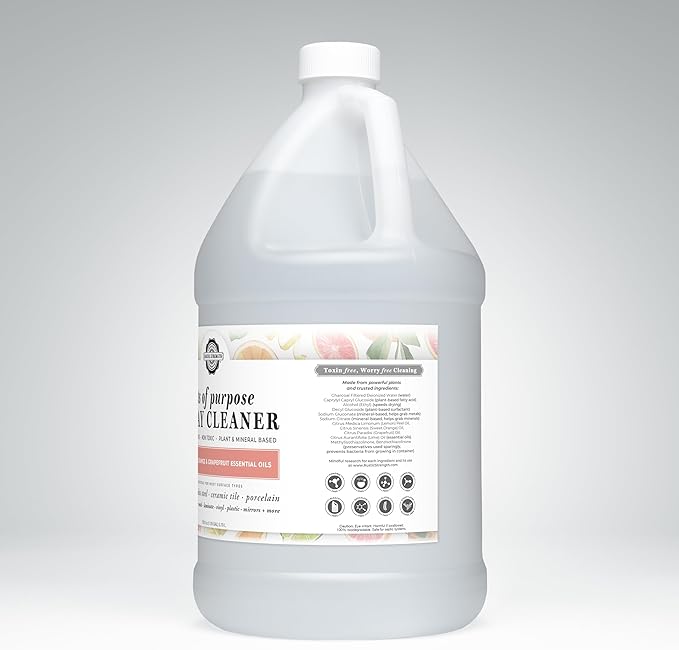 Rustic Strength Lots of Purpose Spray Cleaner, Lemon, Lime, Orange & Grapefruit, Multi-Surface, pH Balanced, Non-Toxic, Biodegradable, 1 Gallon, Plastic