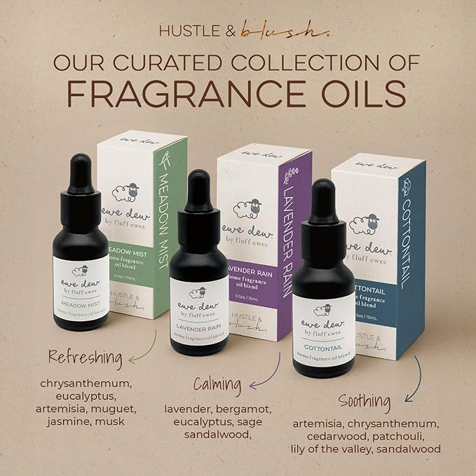 Hustle & Blush Essential Oil for Dryer Balls, 15ml Lavender Rain, Natural Laundry Fragrance, Long-Lasting Fresh Scent, Wool Dryer Balls Ideal for Diffusers, Candle Making, Multi-Use for Home & DIY