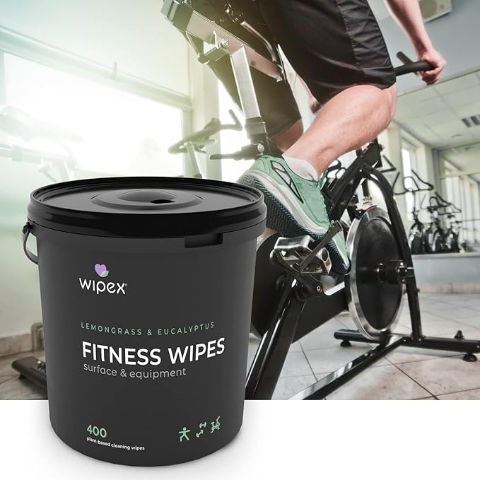Wipex Fitness Wipes Bucket Refill Roll - EWG Verified - Plant-based Fitness Equipment Wipes, Lemongrass, Eucalyptus & Vinegar to Clean Surfaces, Yoga Mat & Gym Cleaner and Peloton Bikes, 400 Count