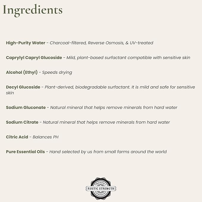 Rustic Strength Lots of Purpose Spray Cleaner, Lemon, Lime, Orange & Grapefruit, Multi-Surface, pH Balanced, Non-Toxic, Biodegradable, 1 Gallon, Plastic