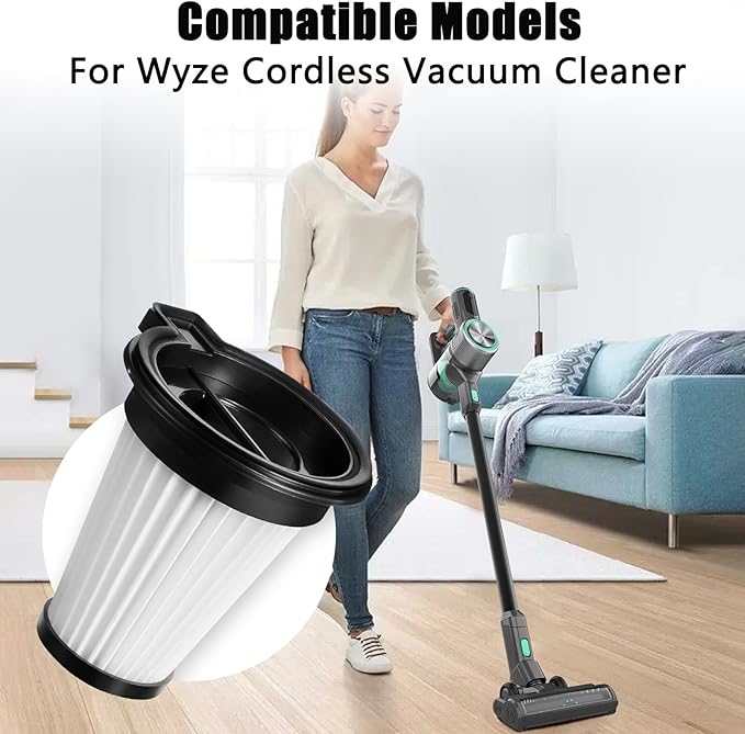 2Pcs HEPA Filters Replacement for Wyze Handheld Cordless Vacuum Cleaner Accessories Parts, with Cleaning Brush