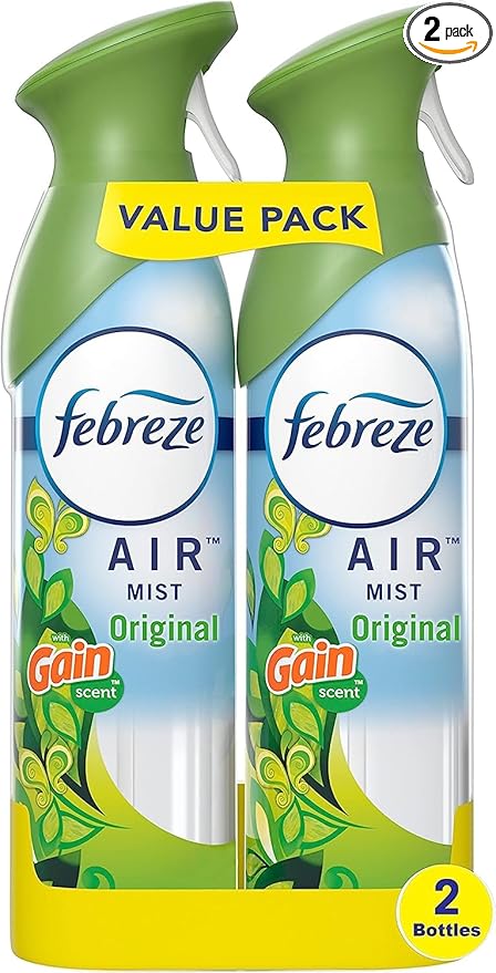 Febreze Air Mist Air Freshener Spray, Odor-Fighting Room Spray, Air Fresheners for Home and Bathroom and Kitchen, Aerosol Can, Gain Original Scent, 8.8oz (Pack of 2)