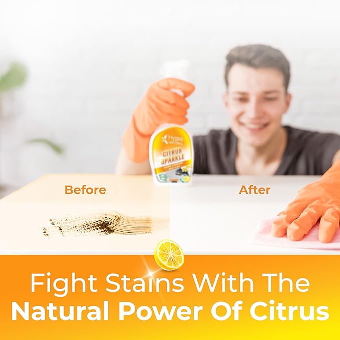 Hygea Natural Citrus Sparkle Chemical-Free Heavy Duty Degreaser & All Purpose Cleaner - Pure Citrus Extracts & Natural D-limonene - Removes Grease, Dirt & Grime (24oz Spray)