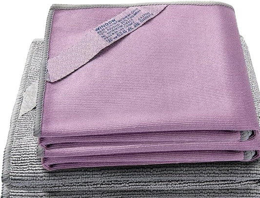 Longmann 2 x NΘrwex Basic Package Window Cleaning Cloth and Enviro Cloth Glass Cloth, Cleaning Cloth, Streaks Scratches Free (2 Purple and 2 Grey)
