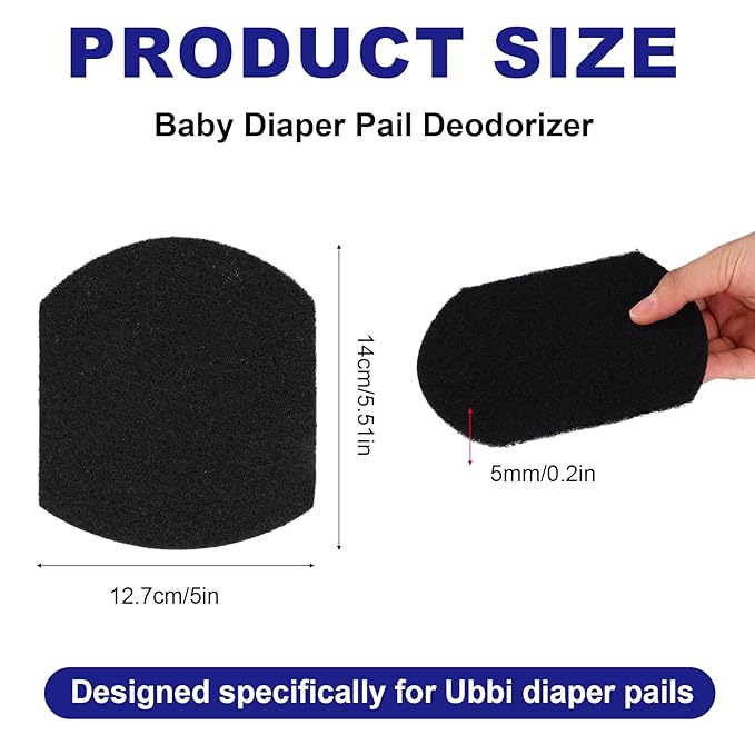 12 Pack Baby Diaper Pail Deodorizer Carbon Filters Refills Compatible with Ubbi, Activated Charcoal Fiber Absorber Eliminator Inserts Replacement Pads for Ubbi Diaper Pail Absorbing Accessories