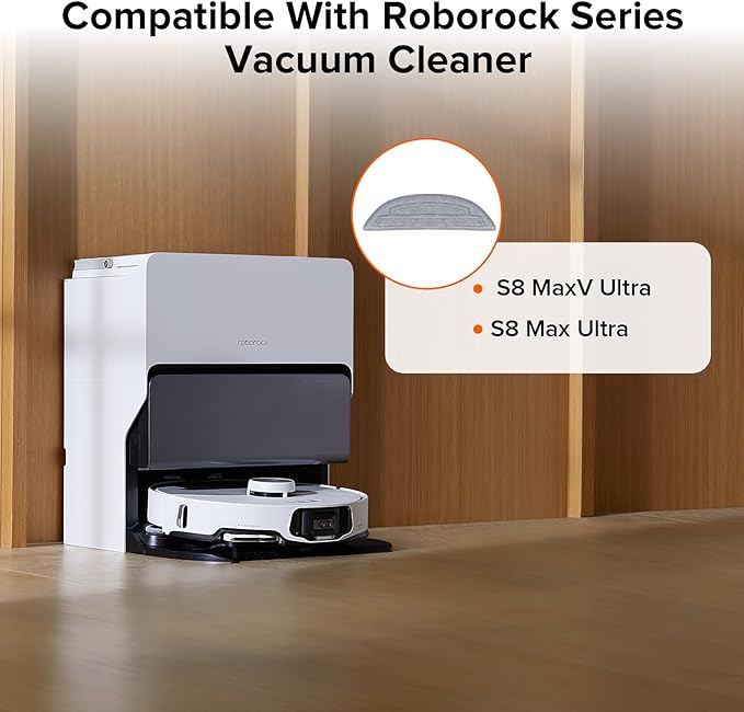 roborock 2 Pack Microfiber Mop Cloths for S8 MaxV Ultra, S8 Max Ultra Series, S8 Max(V) Ultra with R&D, Robot Vacuum Cleaner, with Dual Sonic Vibrations Modules, Mop Pad Replacement Accessories