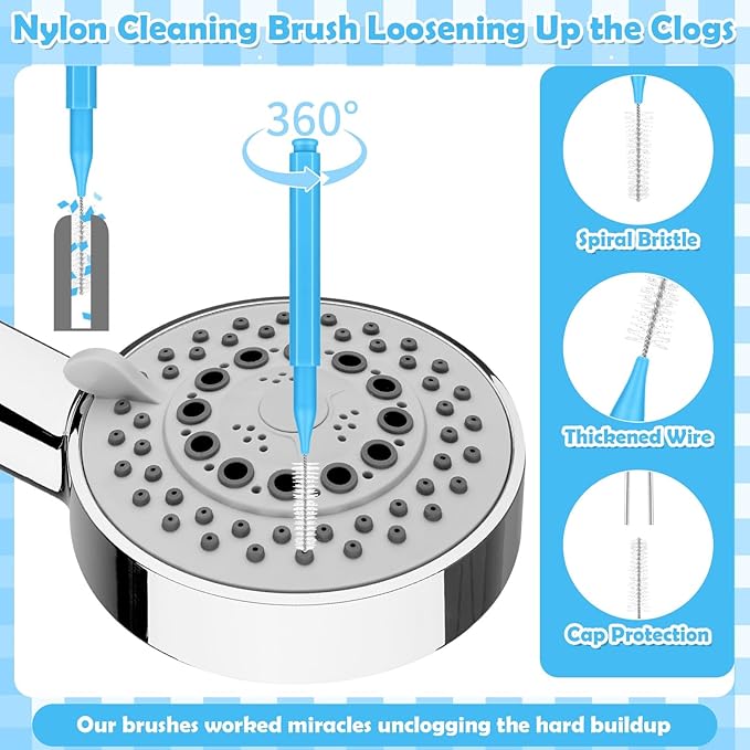 80 Pcs Multisize Shower Head Cleaner Tool, 70 Pcs Shower Head Cleaning Brush Picks for Unclogging Small Hole,10 Pcs Showerhead Clogger Removal with Storage Box for Household Bathroom(Colorful)