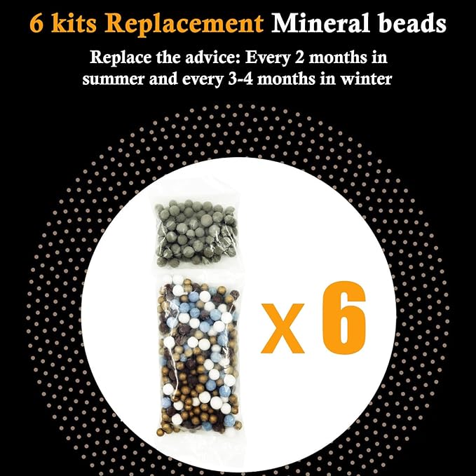 (6pack) Slirceods Replacement Shower Head Beads，for Hard Water, Mineral Stone Beads for Purifying Water, Filters Chlorine and Other Impurities