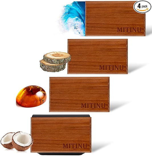 Car Air Freshener – 4-Pack – Long-Lasting Scents with Metal Clip – Amber, Ocean, Teak & Coconut – Aromatherapy Vent Diffuser & Auto Odor Eliminator