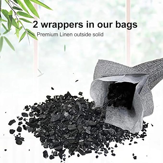Activated Charcoal Air Purifying Bag (10 Pack 75g Each) Bamboo Charcoal Odor Absorber Air Freshener for Shoes, Closet, Car, Blue