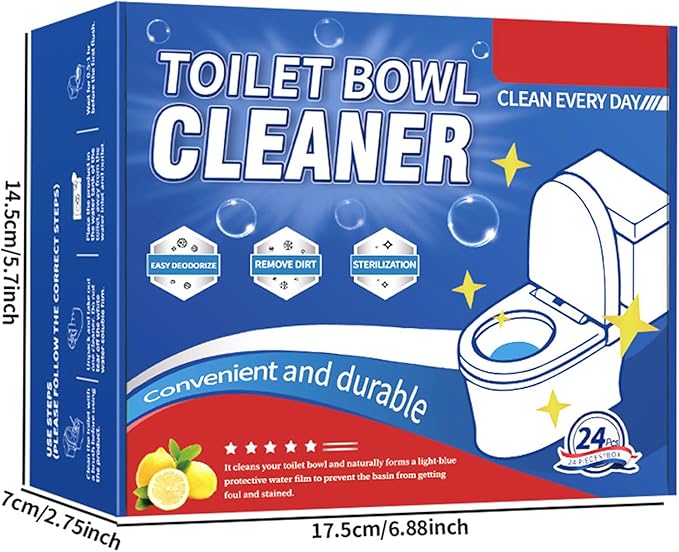 Toilet Cleaning Tablets | Fast-Dissolving, Long-Lasting Freshness | 12/24 Count | Safe for All Toilets, Septic Tanks & Pipes (24)