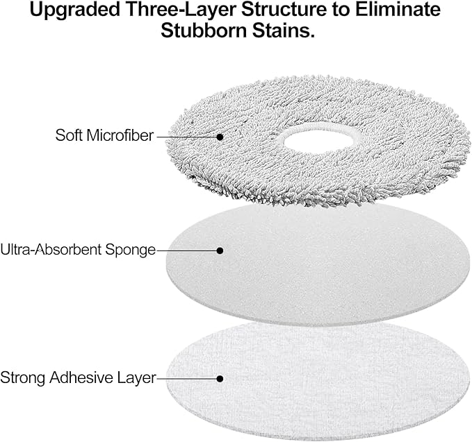 4 Pcs Mop Pads for Mova P10 Pro Ultra/Dreame L40 Ultra/ L10s Ultra Gen 2/ X40 Ultra/X50 Ultra/ E30 Ultra/ P50 Pro Ultra Robot Vacuum, Washable Reusable Replacement Wet Microfiber Mop Floor Cleaning