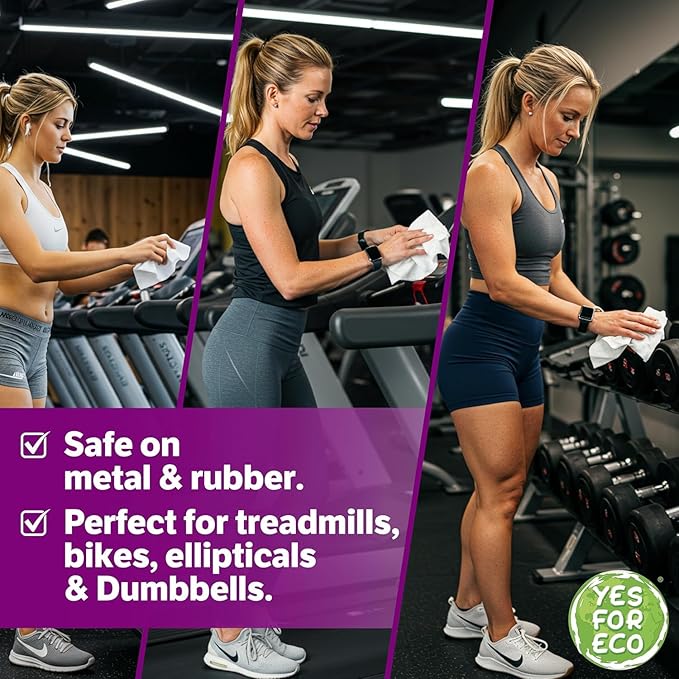 Plant-Based Eco-Conscious Fitness Wipes – 2x700 Count Refill + Reusable Dispenser Bucket | Infused with Lavender & Tea Tree Oil | All-Purpose Cleaning Wipes for Yoga, Pilates, and Gym Equipment