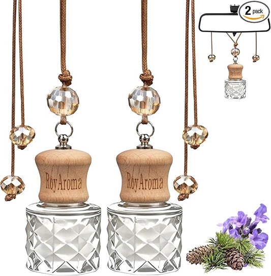Hanging Car Air Freshener, 2 Pack Long Lasting Car Fresheners, Natural Fragrance Cars Essential Oil Diffuser for Home Office - Warm & Soft Mahogany
