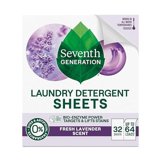 SEVENTH GENERATION Lavender Laundry Sheets, 32 CT