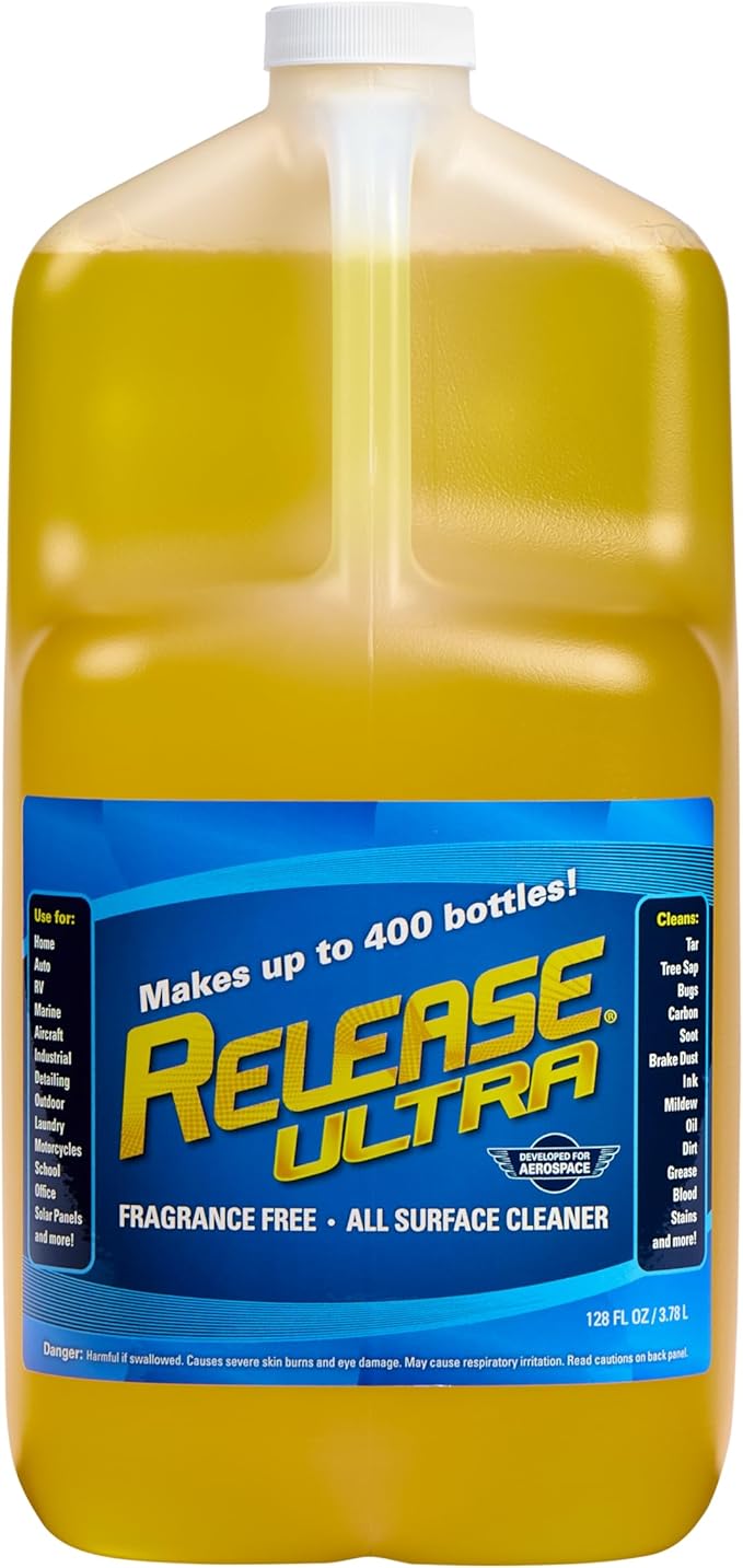 Release Ultra Concentrate All Surface Cleaner & Degreaser, Fragrance Free, No Rinse, Ultra Concentrated, 1 Gallon Makes 80 32 oz bottles