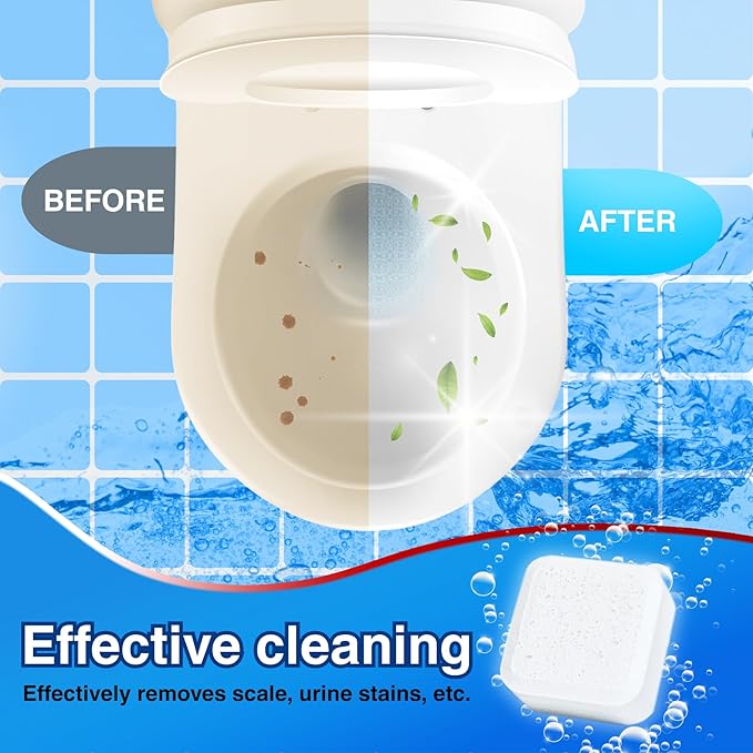 Toilet Bowl Cleaner Bleach Tablets – Deep Cleaning & Deodorize, Effectively Removes Hard Stains (24-Pack Year Supply), Septic-Safe, Bathroom Cleaning Supplies