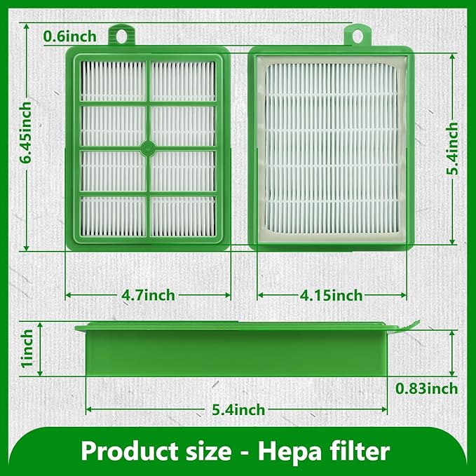 HASMX Hepa Filter Replacement for Electrolux Vacuum Cleaner EL4021A EL4040A EL4042A EL4050B EL4100A EL4101A EL4103A, Replaces Part Numbers EL012, EL012A, S-filter HEPA Vacuum Filter, Green (4-Pack)