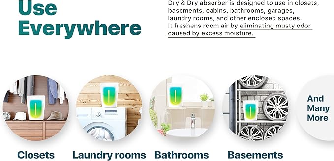 Dry & Dry Standing Moisture Absorbers to Control Excess Moisture for Basements, Closets, Bathrooms, Laundry Rooms - (4 Pack)