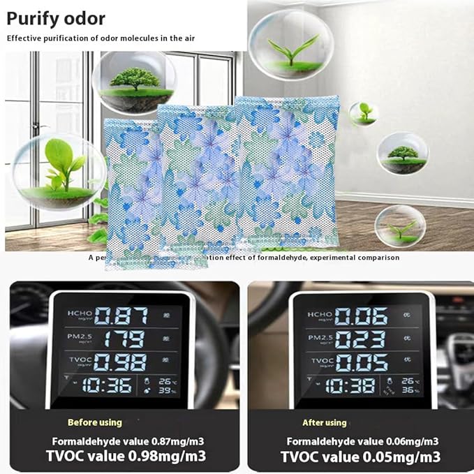 15Pack Natural Activated Bamboo Charcoal Home or Car Odor Absorber Air Purifying Bag; Car Air Freshener; Shoe Odor Eliminator; 20g/Pack Air Freshener for Home,Cars,Closet,Basement,Pets