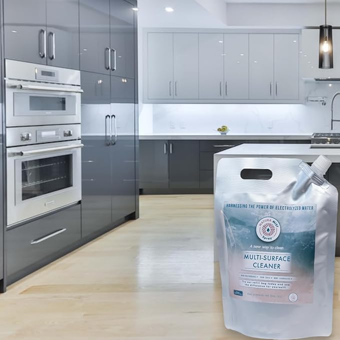 Multi-Surface Cleaner (Refill Bag 2 Liter) -Electrolyzed Water Cleaner - Home and Kitchen Cleaning - Non-Toxic and Effective Cleaner to Remove Dirt & Grime, 2 Liter