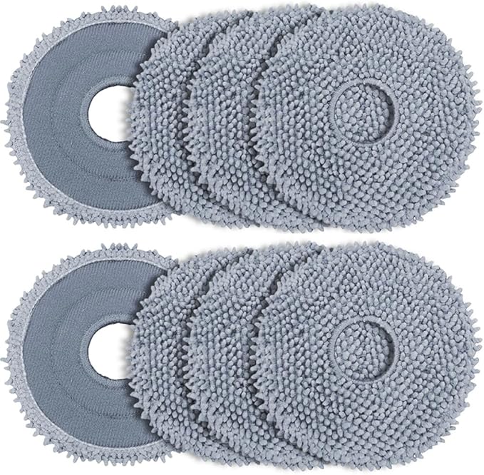 8 Pack Mop Pads for Roborock QV 35A/Qrevo S/Q Revo/Qrevo Pro/Qrevo Plus/Qrevo Master/Qrevo Slim/Qrevo Curv/Qrevo Edge/Saros 10R Robot Vacuum Cleaner, Spin Cleaning Pads Replacement Parts Accessories