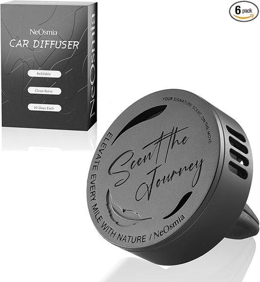 Car Air Freshener Vent Clip, 5 Pack Refills, Essential Oil Car Diffuser (1 Metal Clip + 5 Fragrance Pads), Long Lasting 80 Days, Easy to Clip on Vent,black,Sweet Vanilla