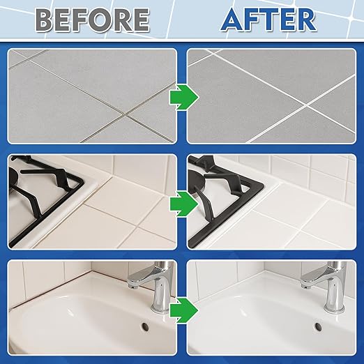 Tile Grout Repair Kit, 2 Pack White Fast Drying Grout Filler for Bathroom, Kitchen, Shower, Replace Grout Pen to Restore and Renew Tile Joints Line, Versatile Triple Use with Grout Sealer (White)