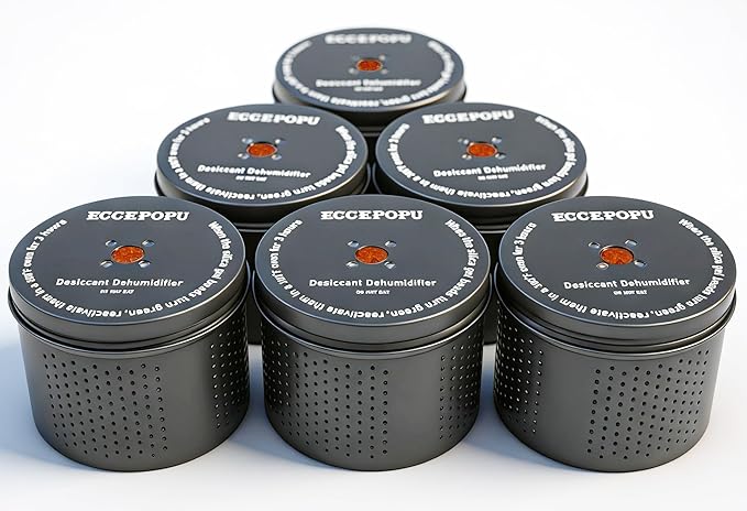 Gun Safe Dehumidifier 200g - Silica Gel Desiccant Canister, Moisture Absorber for Gun Cabinets & Safes, Protect 160 Cubic Feet, Black, Aluminum Shell
