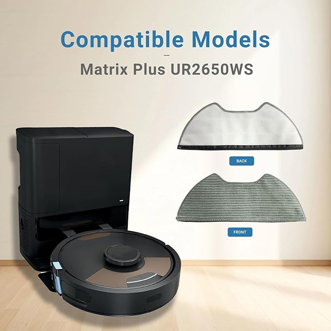 6 Pack Washable Mop Pads Replacement for Shark UR2650WS Matrix Plus Robot Vacuum Reusable Microfiber Floor Cleaning Pads