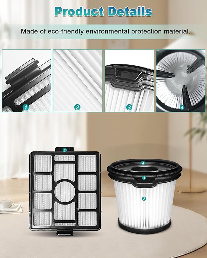 BU3523 BU3521 BU3120 HEPA Filter Replacement Compatible with Shark BU3521 Clean Lightweight Cordless Stick Cleaner, Shark BU3523 Clean and Empty Cordless Stick Vacuum, Auto Empty System (1 Pack)