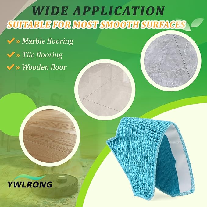 10PCS Mop Pads for BObsweep Dustin Self-Emptying PET24-7-213 Cleaning Pads for Ultravision Self-Emptying PET24-7-313/ RC400 Mop Pad Robot Vacuum Replacement Pars