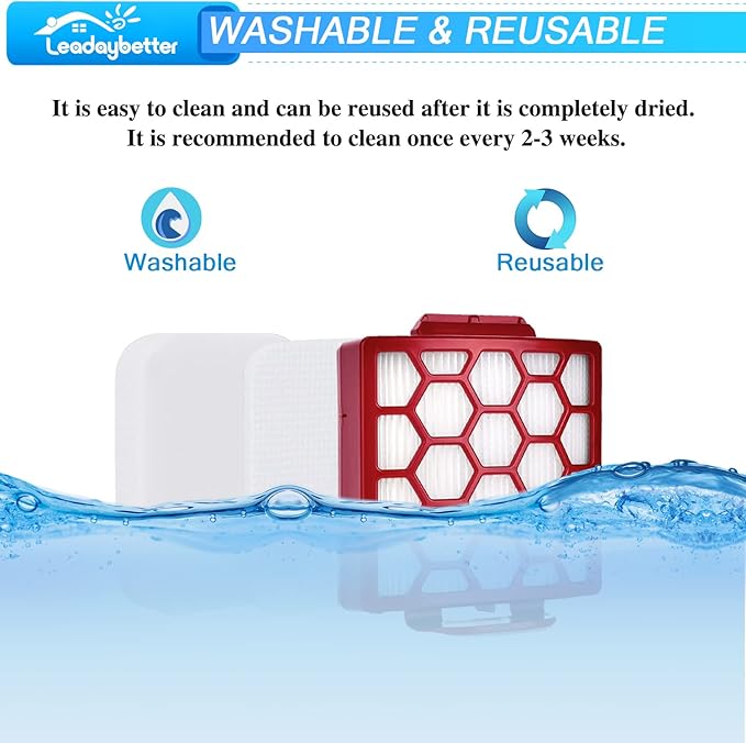 Leadaybetter Vacuum Filter Replacement for Shark Navigator Pet Plus NV150, NV251, NV255 and Zero-M Self-Cleaning Brushroll Pet Pro ZU60, ZU62, ZU62C Upright Vacuum, Part 1238FT60 & 1239FT60