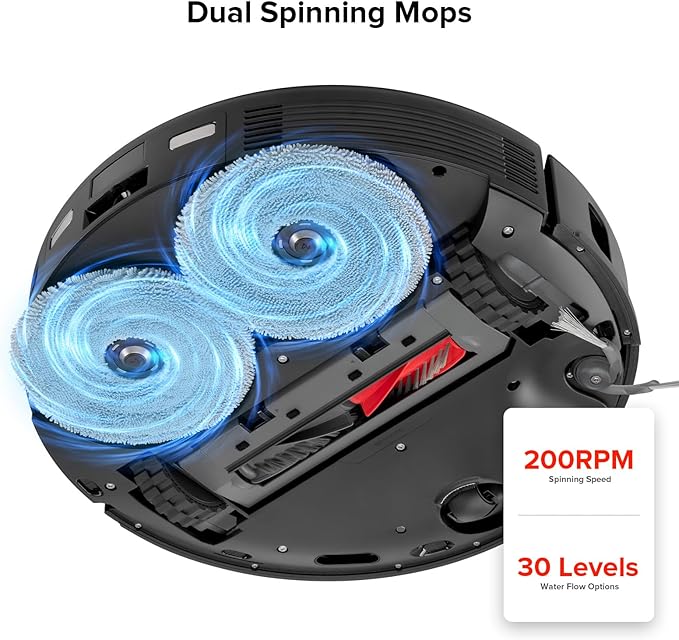 roborock Rotating Mop Cloth for Saros 10R & Saros Z70 Robot Vacuum Cleaner, 4PCS High-Absorbency Microfiber, 200 RPM Spinning Speed, 30 Water Flow Levels