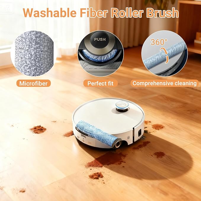 Replacement Kit for DREAME Aqua10 Ultra Roller Robot Vacuum, 1 Pair Main Brushes, 2 Roller Mops, 4 Filters, 6 Side Brushes & Dust Bags & Scented Tablets, 1 Cleaning Brush