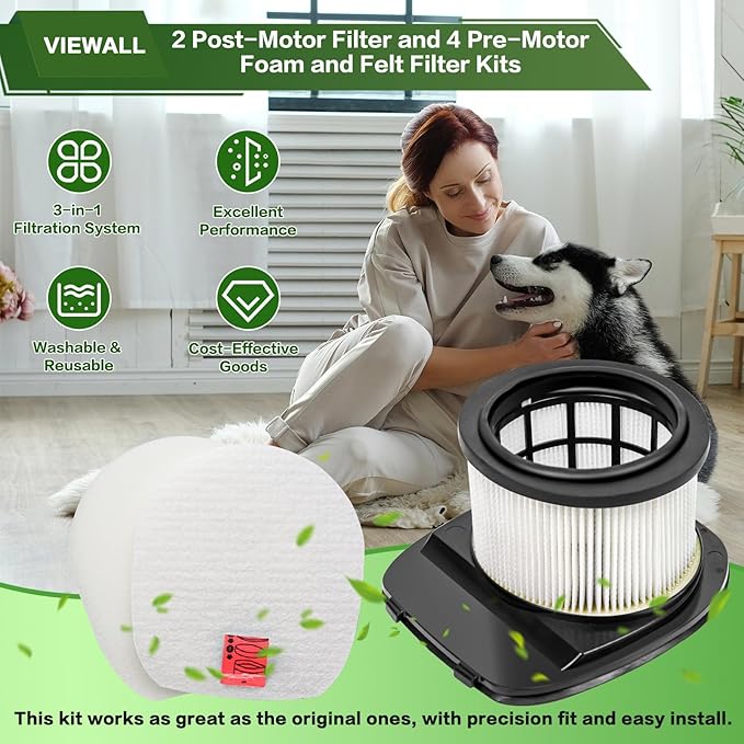 IZ377H IZ376H IZ362H Filter Replacement for Shark IZ363HT IZ382H IZ462H IZ387H IZ163H IZ464H IZ483H IZ482H IZ162H IZ361H Pet Cordless Stick Vacuum, Part XHF161H & 617FJ140, 2 HEPA 4 Foam Felt Filter