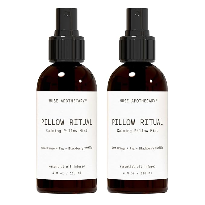 Muse Apothecary Pillow Ritual - Aromatic, Calming and Relaxing Pillow Mist, Linen and Fabric Spray - Infused with Aromatherapy Essential Oils - 4 oz, Cara Orange + Fig + BlackBerry Vanilla, 2 Pack