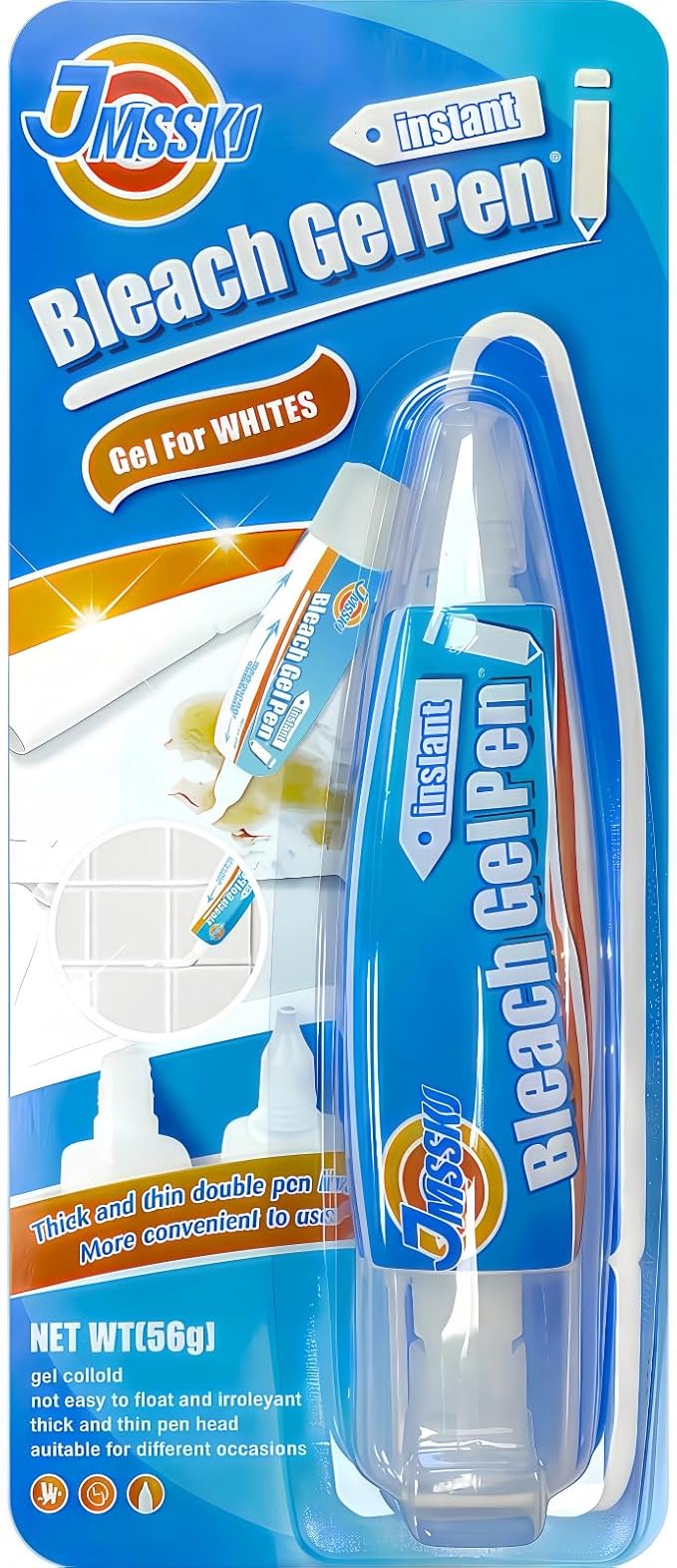 Bleach Pen For Clothing, Bleach Pen, Stain Remover Pen, bleach Gel pen, Clothing Bleached DIY Design, Travel, Instantly Remove Stains, Pearl White (1.76 Fl Oz (Pack of 1), Lemon)