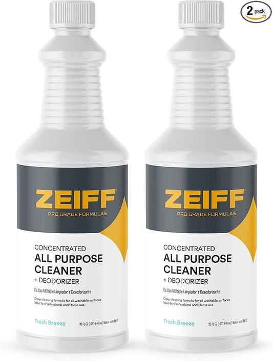 Pro-Grade All-Purpose Cleaner & Deodorizer - Deep Cleaning & Odor Eliminating Formula For Professional & Home Surfaces - 32 Ounce Concentrate - Fresh Breeze, 2 Pack